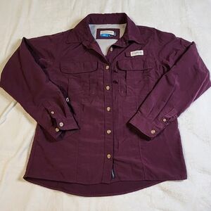 Magellan Long Sleeve MagWick Fishing Shirt, Burgundy Button Up, Vented, Small